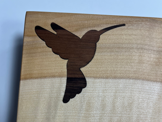 Serving tray with hummingbird inlay