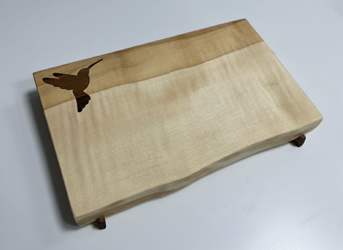 Hummingbird Inlay Work Serving tray with hummingbird inlay – Anej Vidmar Woodworking